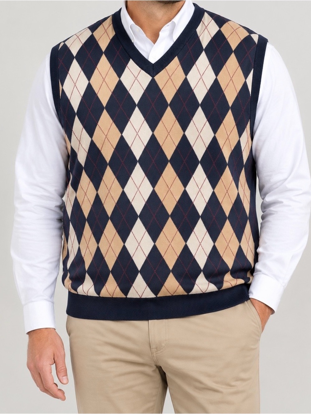 Saddlebred Tall Man Argyle Sweater Vest 2XLT Navy